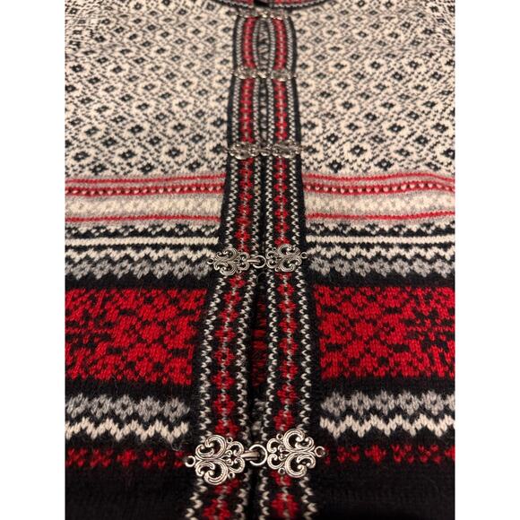 Vintage SKYR Norway Wool Cardigan Nordic Pewter Clasp Selbu snowflake medium - Picture 5 of 13